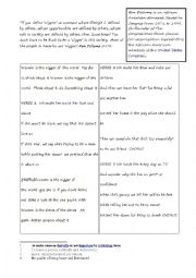 English Worksheet: John Lennon- woman is the N...of the world