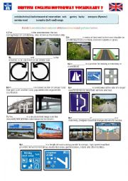 English Worksheet: British English Motorway Vocabulary 2