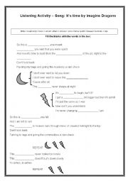 English Worksheet: Song - Its time by Imagine Dragons