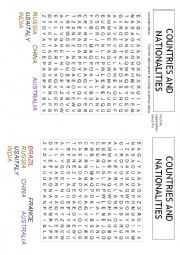 Search Word - Countries And Nationalities
