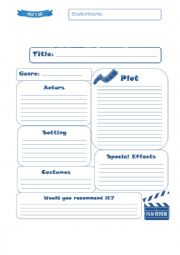 English Worksheet: Movie review worksheet 