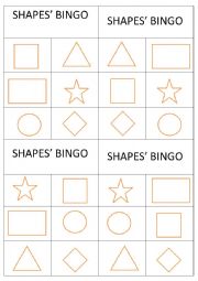 English Worksheet: shapes bingo