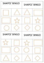 English Worksheet: shapes bingo