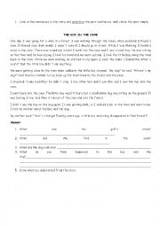 English Worksheet: Mystery story: The boy in the cave