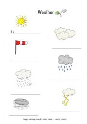 English Worksheet: Weather (fill in the gaps)