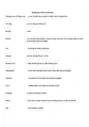 English Worksheet: shopping vocabulary