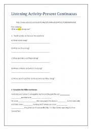 English Worksheet: Listening Present Continuous