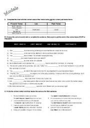 English Worksheet: MODALS 