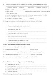 English Worksheet: test 1: passive statements in Simple past or present and conditionals 1,2,3