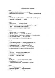English Worksheet: subject and verb agreement