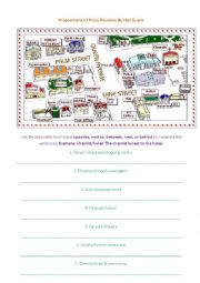 English Worksheet: Prepositions of Place - In Town