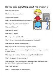 English Worksheet: Quiz: questions about the internet 