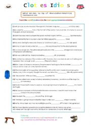 English Worksheet: Clothes Idioms