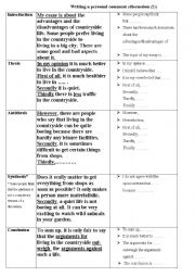 English Worksheet: Writing a personal comment