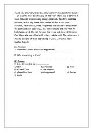 English Worksheet: Reading Comprehension