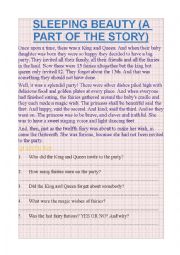 English Worksheet: Sleeping Beauty - reading comprehension