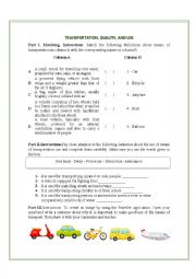 English Worksheet: Means of Transportation