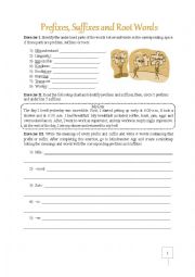 English Worksheet: Prefixes, Suffixes and Root Words.