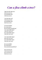 English Worksheet: Can a flea climb a tree? Song and questions