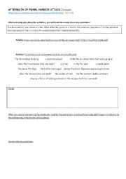 English Worksheet: The aftermaths of Pearl Harbour - footage