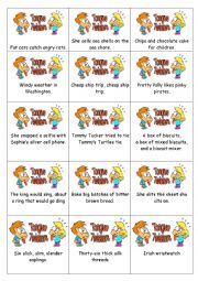 English Worksheet: Tongue twisters