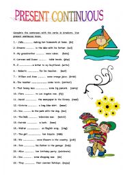 English Worksheet: PRESENT CONTINUOUS TENSE
