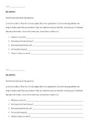 English Worksheet: Lions - a reading comprehension