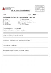 English Worksheet: communication quiz