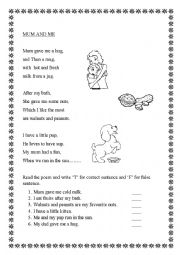 English Worksheet: poem comprehention