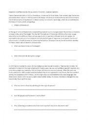 English Worksheet: reading comprehension test CHARLES DARWIN for special needs students