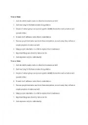 English Worksheet: true or false to the text tatto art