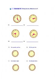 English Worksheet: Exercise - Telling the Time + Prepositions