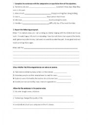 English Worksheet: Revision Exercises 9th grade