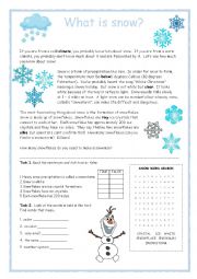 English Worksheet: Snow Reader Activity