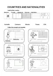 English Worksheet: Countries and nationalities