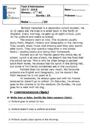 English Worksheet: placement test