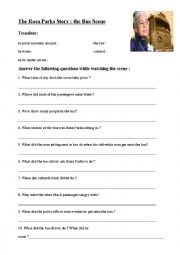 English Worksheet: Rosa Parks Story : The bus scene