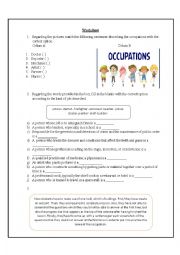 English Worksheet: Occupations worksheet