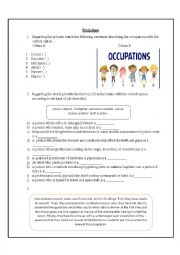 Occupations worksheet