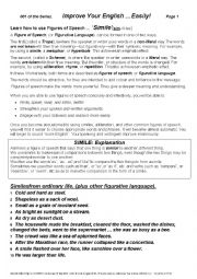 English Worksheet: FIGURES of SPEECH 001 ... SIMILE