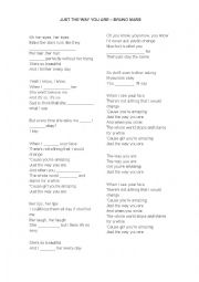 English Worksheet: JUST THE WAY YOU ARE
