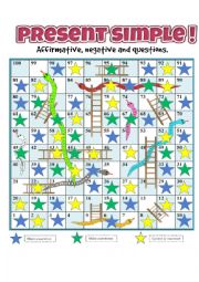 English Worksheet: simple present boardgame