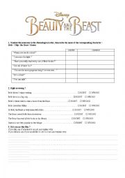 English Worksheet: Beauty & the Beast - Trailer worksheet