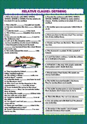 English Worksheet: Defining relative clauses + key