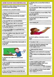 English Worksheet: More passive voice rephrasing + key