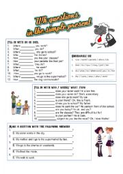 English Worksheet: Wh-questions in the simple present 