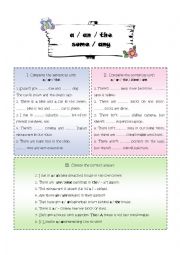 English Worksheet: A - AN - THE - SOME - ANY