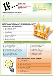 English Worksheet: IF (2nd type conditionals)