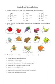 English Worksheet: Countable and Uncountable Nouns