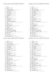 Subjective Pronouns Exercise